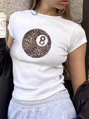 Leopard Billiards Number Printed Baby Tee