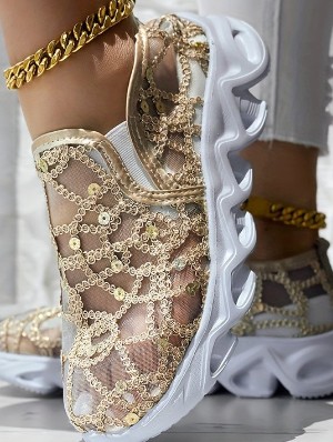 Modernist Hollow-out Sequins Round Toe Sneaker