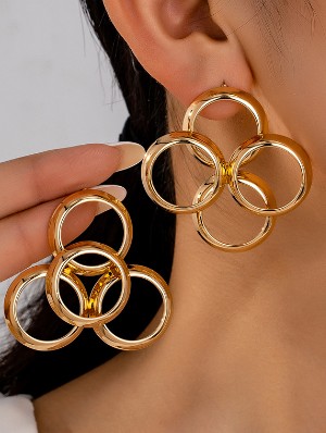 Simple Design Circular Geometric Pattern Earrings