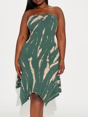 Irregular Printed Strapless A-line Mini Dress