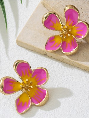 Colorblock Flower Decor Earrings
