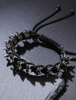 Punk Irregular Bone Handmade Weave Adjustable Bracelet