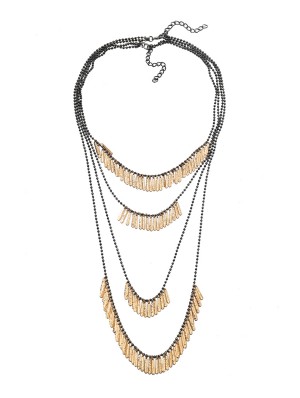 Geometric Leaf Pendant Metallic Necklaces