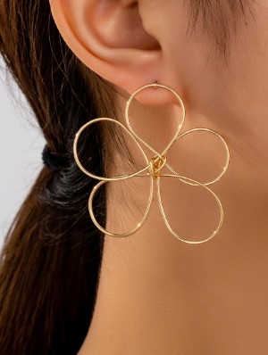 Flower Decor Metallic Bohemian Annular Earrings