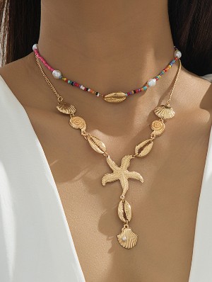 Beading Pattern Alloy Electroplating Necklaces