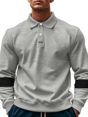 Patchwork Lapel Long Sleeve Sweatshirt