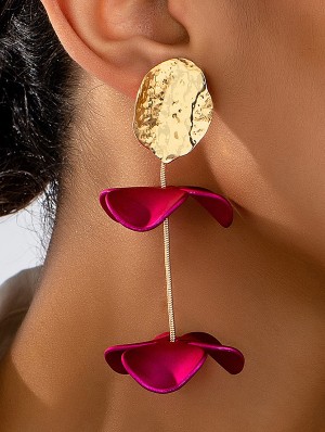 Colorblock Fringe Flower Pendant Earrings