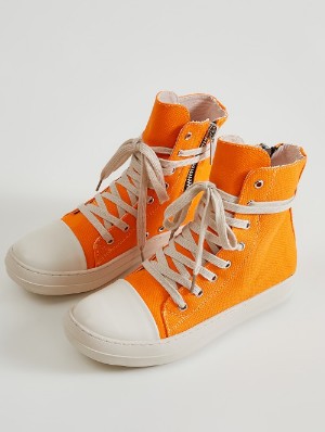 Plain Color Zipper Tie-wrap Canvas Sneaker
