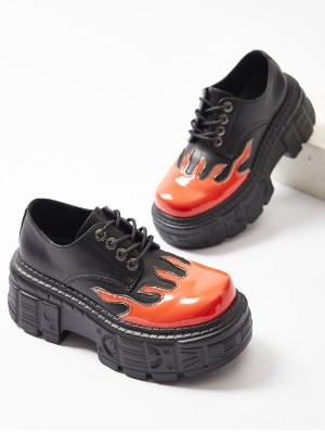 Punk Colorblock Flame Platform Heels Sneaker