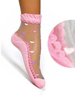 Patchwork Lace Detail See Through Heart Ankle Socks 