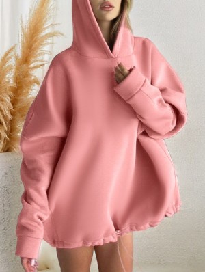Plain Color Pullover Drawstring Hooded Sweatshirts