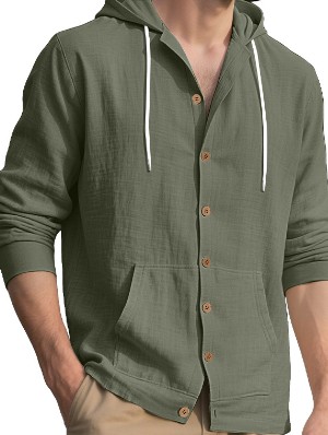 Drawstring Pure Color Casual Shirts