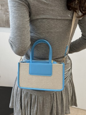 Colorblock Canvas PU Webbing Satchels