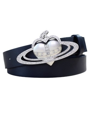 Stereo Letter Heart Inlay Shiny Belt