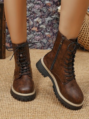 Tie-wrap Watercolor Casual Boots