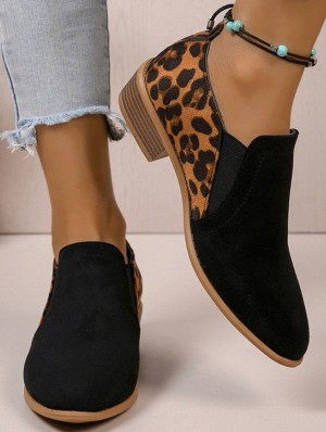 Leopard Pattern Patchwork Faux Calf Flats