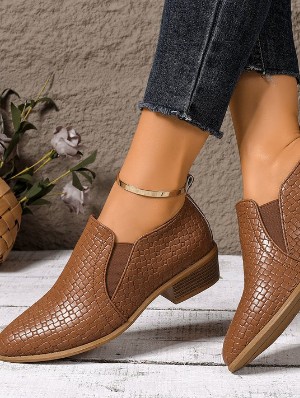 Rhombus Lattice Chunky Heels Flats