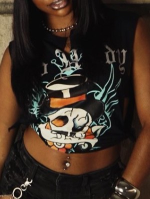 Eagle Skull Printed Crewneck Loose Tanks