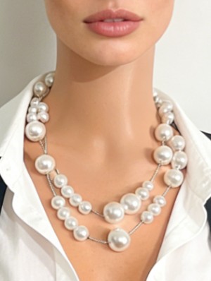 Faux Pearl Chain Stacking Necklaces