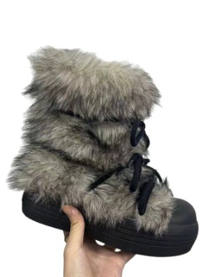 Plush Tie-wrap Fluff Snow Boots