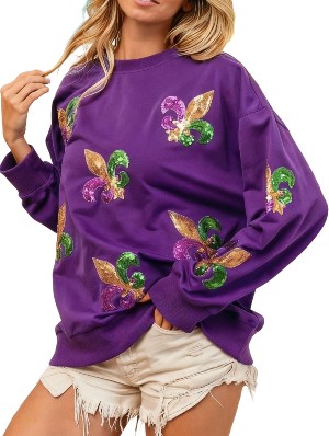 Mardi Gras Celebration Sequin Sweatshirts