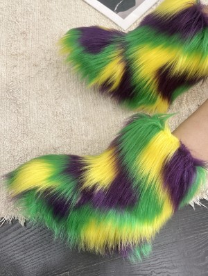 Colorblock Ripple Fluffy Snow Boots