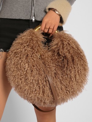 Fluffy Plain Color Plush Satchels