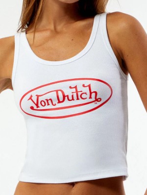 Rib Letter Printed Bare Waist Tanks