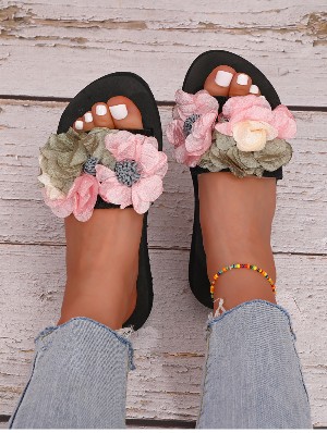 Boho Style Flower Decor Beach Slippers