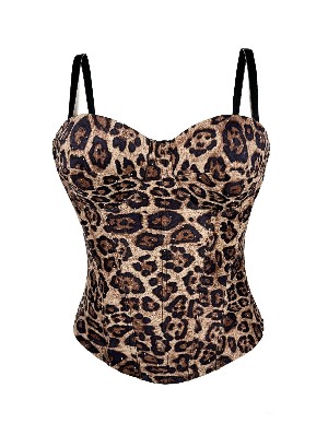 Leopard Print Suede Corset Top 