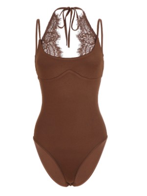 Halter Backless Lace-Up Bodysuits