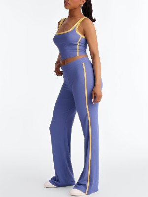 Contrast Color Cropped Tank And Pants Sets
