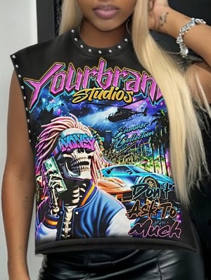 Rivet Vintage Skull Printed Tanks