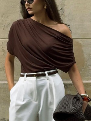Asymmetric Neckline Bodycon T-shirts