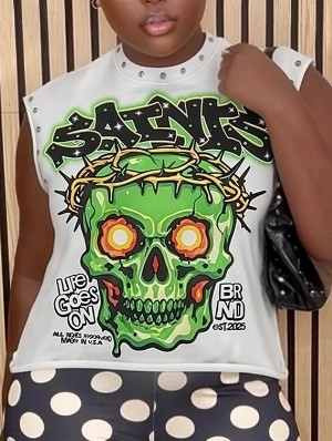 Horror Skull Printed Loose Rivet Tanks