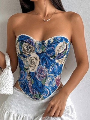 Floral Tie-wrap Fishbone Girdle Corset