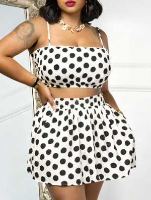 Polka Dots Cropped A-line Skirt Sets