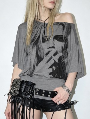 Y2K Incline Shoulder Graphic Tee Mini Dress