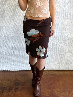 Y2K Vintage Flower Gauze Midi Skirts