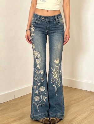 Color Matching Flare Low Rise Jeans