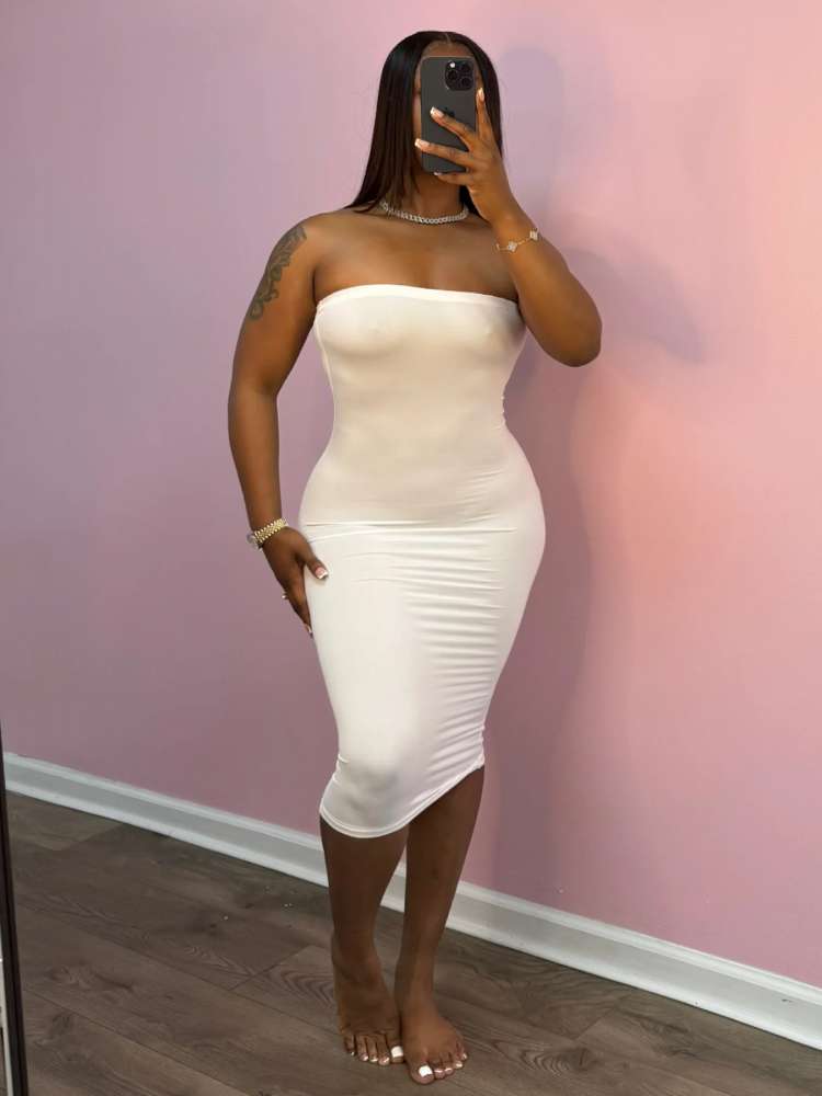 plain bodycon midi dress Strapless Size XL store credit only Blue & White Plaid Color:Deep Mulberry