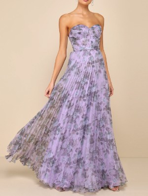 Disty Floral Chiffon Lace-Up Maxi Dress
