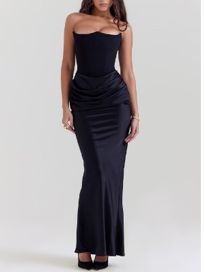 Pure Color Collarless Sleeveless Dress