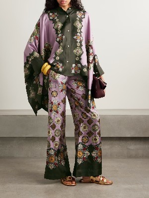Vintage Geometric Printed Loose Shirt Pant Sets