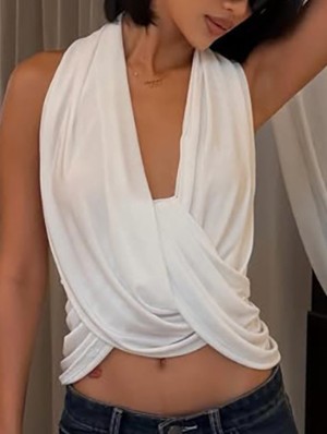 Irregular Twist Halter Backless Tanks