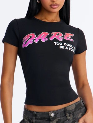 Letter Printed Crewneck Baby Tee