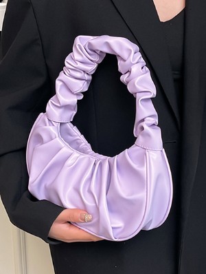 Plain Color Ruched Shoulder Clutch Bag