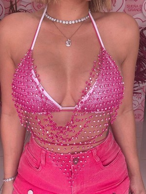 Shiny Rhinestones Metal Chain Clothing Accessories