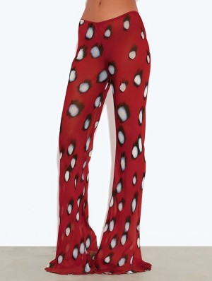 Pattern Print Flare Leg Long Pants