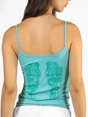 Wing Sequin Backless Cropped Tanks